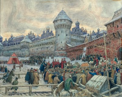 La Moscou ancienne, départ après un combat - Apollinari Mikhailovich Vasnetsov